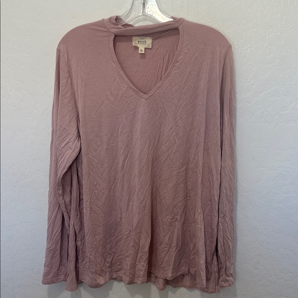 Blu Pepper Mauve V-Neck Top modal stretch pull over long sleeve women’s plus 2XL